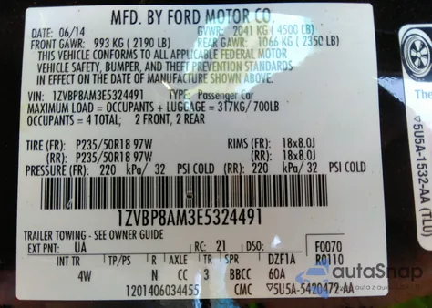 2014 Ford Mustang V6 Premium from USA, damaged, VIN 1ZVBP8AM3E5324491